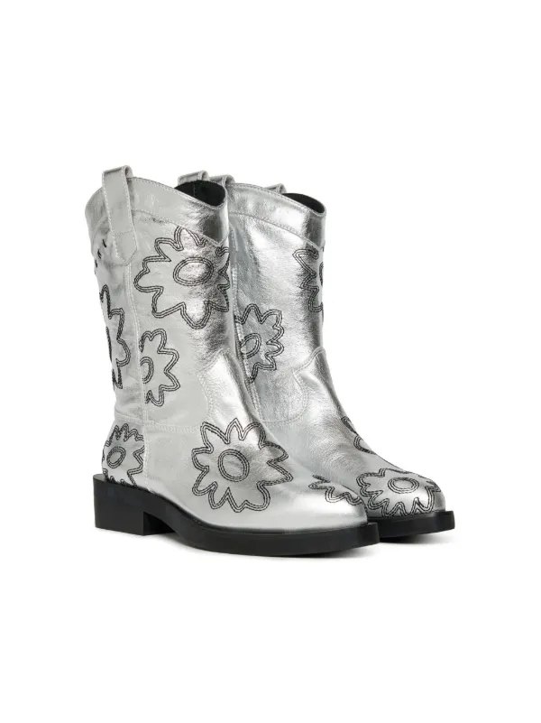 Marni Kids Leather Boots Silver FARFETCH BH