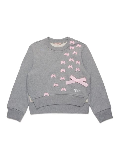 Nº21 Kids bow-appliqué cotton sweatshirt