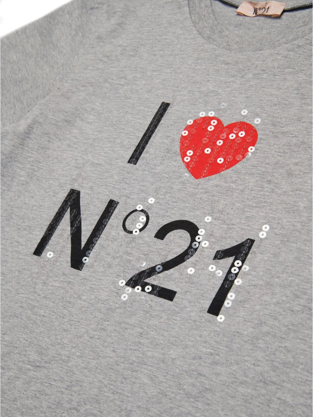 N°21 Sequin-detail Cotton T-shirt In Grey
