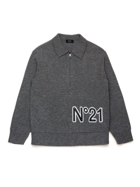 Nº21 Kids logo-embossed polo top