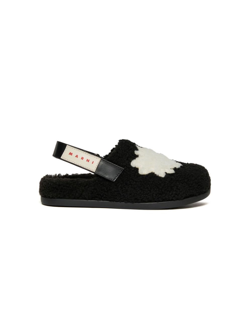 Marni Kids shearling slingback sandals - Zwart