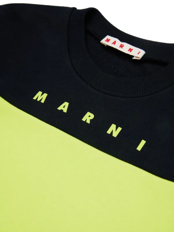 Tシャツ・カットソー MARNI Logo Print Crewneck Man to Man Green FLJE0128P7USCU87L Marni Kids logo-print two-tone Sweatshirt | Green | FARFETCH