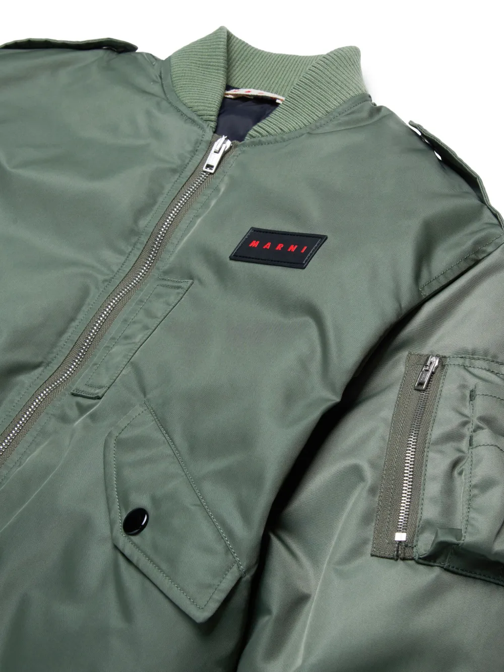 Marni Kids Bomberjack met logoplakkaat Groen