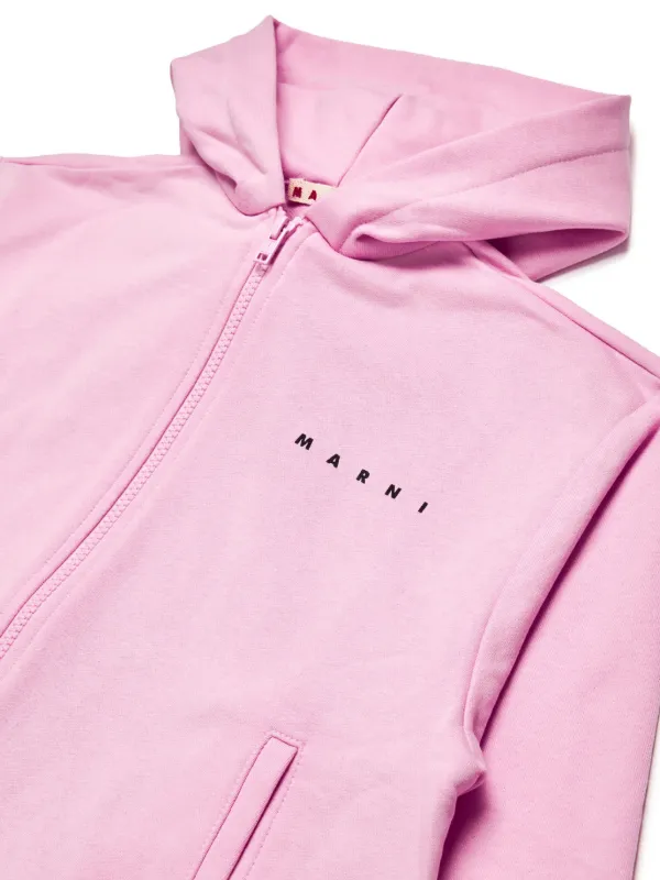 大人もOK! Marni Kids ロゴプリントジップパーカー Marni Kids ジップアップ パーカー | ピンク | FARFETCH JP