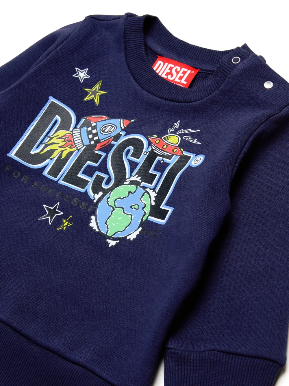 Diesel Kids Katoenen sweater met logoprint Blauw