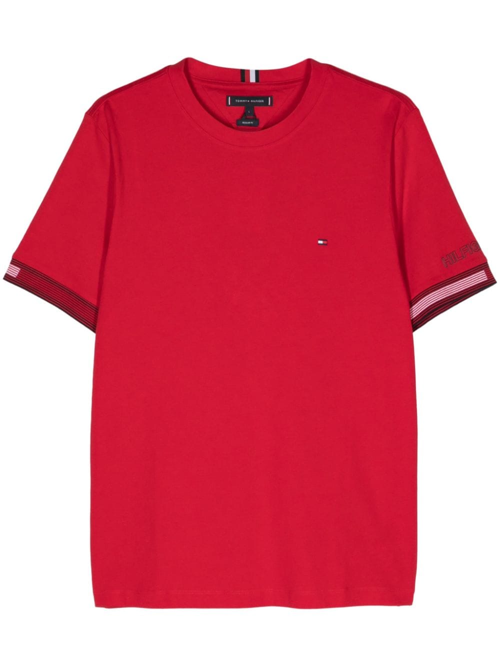 Shop Tommy Hilfiger Logo-embroidered Cotton T-shirt In Red