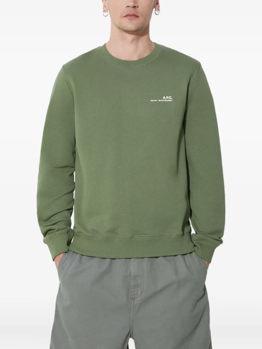 A.P.C. logo-embroidered crew-neck sweatshirt | Green | Image 1