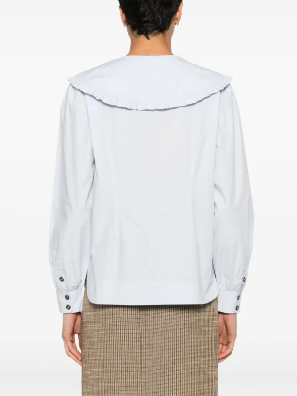 GANNI ピューリタンカラー シャツ | ブルー | FARFETCH JP
