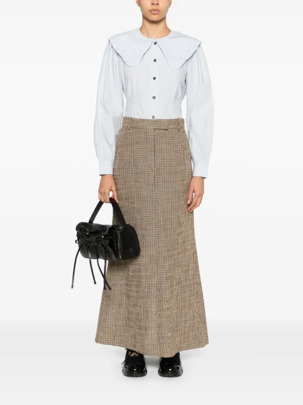 GANNI puritan-collar Cotton Shirt | Blue | FARFETCH