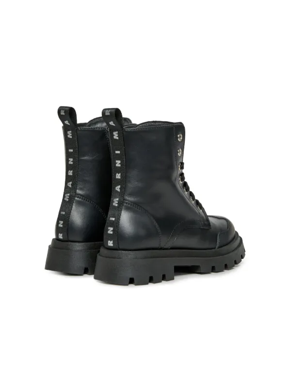 MARNI フロントジップブラックレザーブーツ Marni Kids レザーブーツ | ブラック | FARFETCH JP
