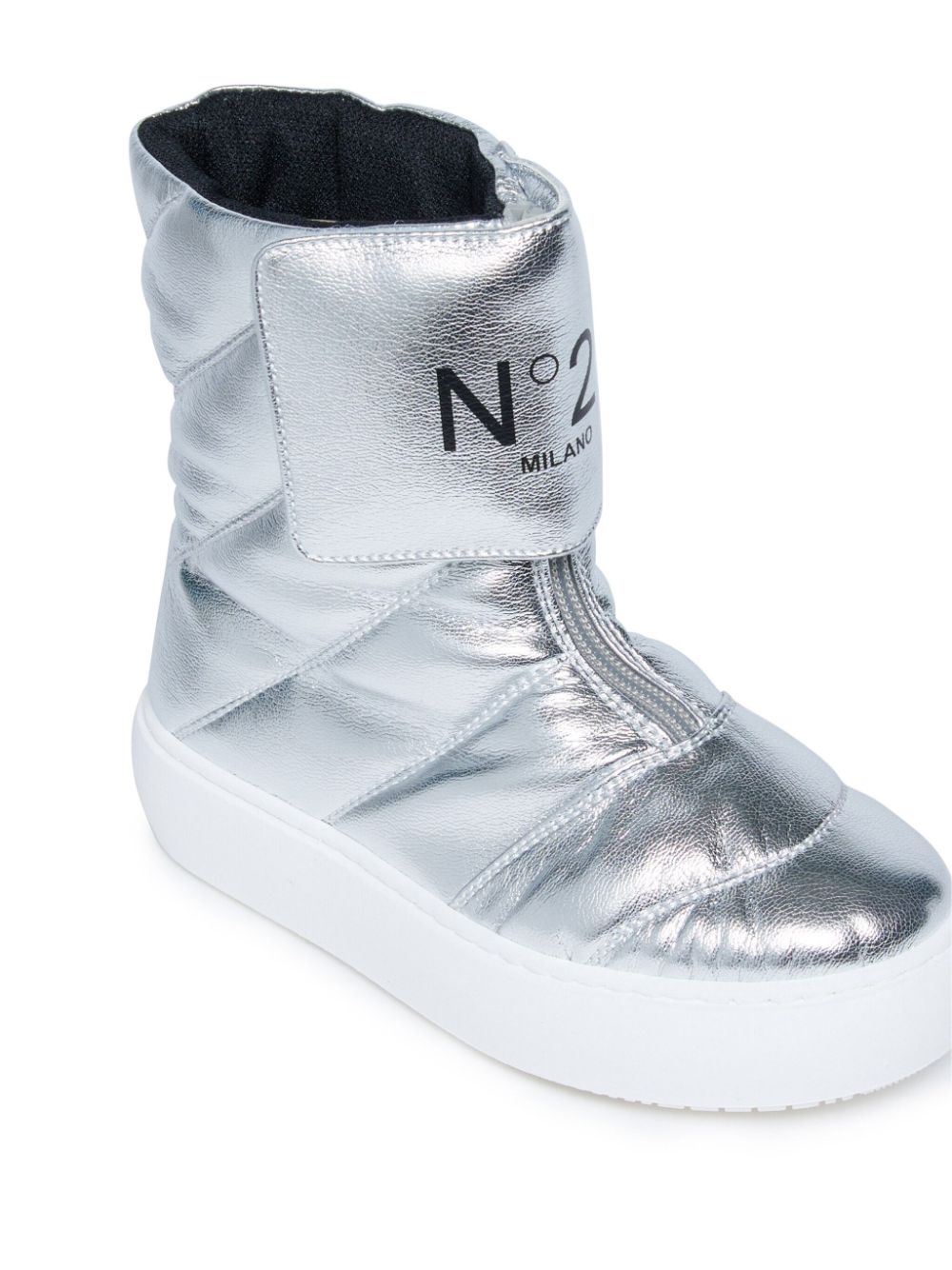 Nº21 Kids Metallic snow boots met logoprint Zilver