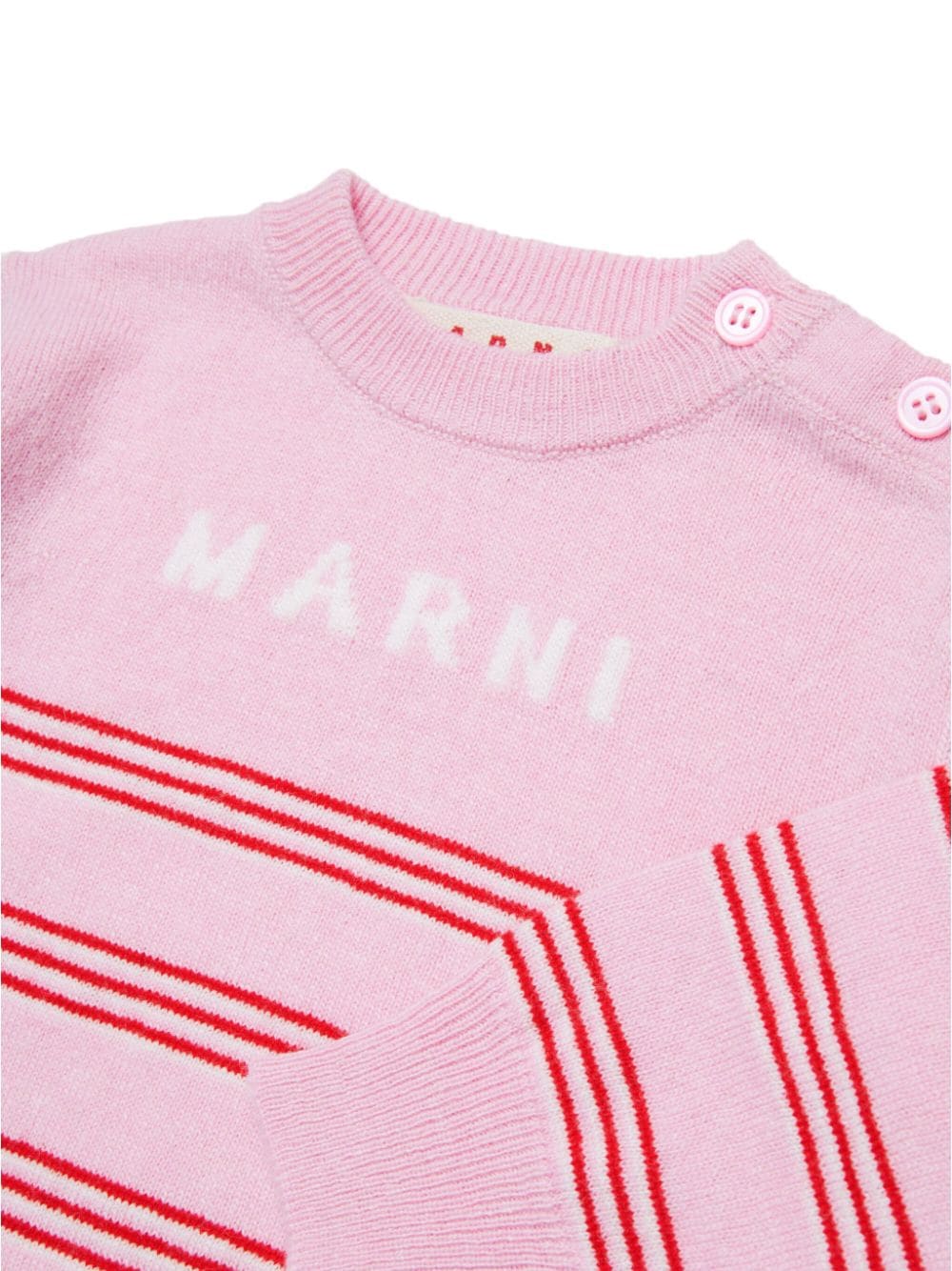 Shop Marni Striped Crew-neck Jumper In Pink