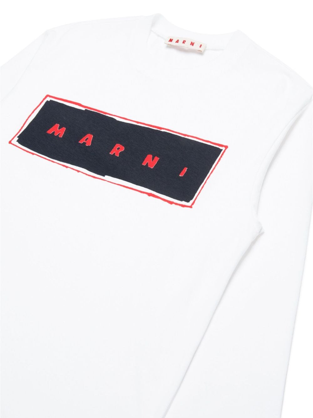 Shop Marni Logo-print Long-sleeve Shirt In White