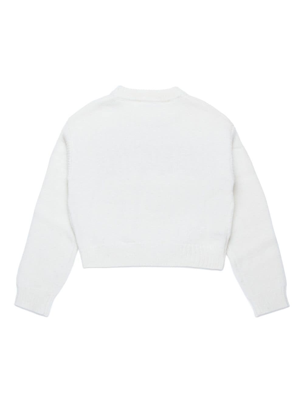 Shop Marni Intarsia-knit Logo Jumper In 白色