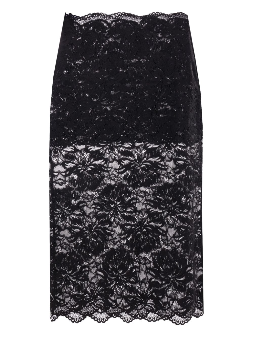 Rabanne floral-lace sheer skirt - Zwart