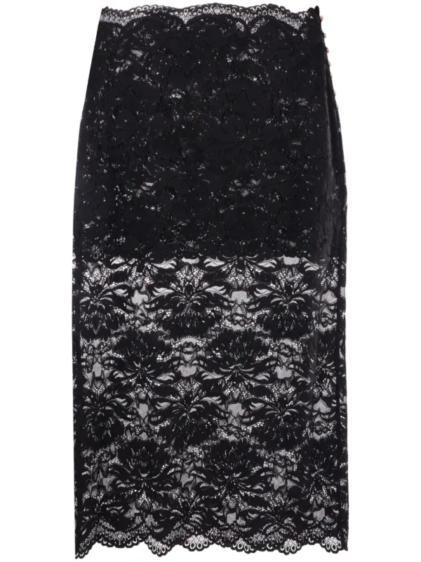 Rabanne floral-lace Sheer Skirt | Black | FARFETCH