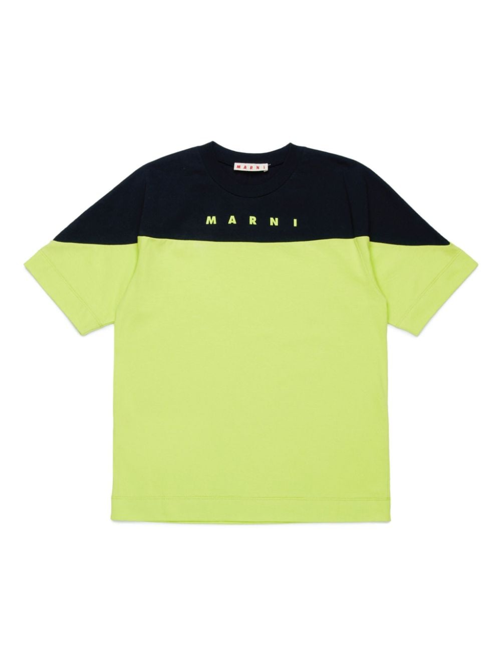 Marni Kids logo-print two-tone T-shirt Groen