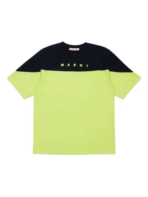 Marni Kids Camiseta bicolor com estampa de logo