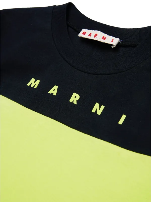Marni Kids logo-print two-tone T-shirt | Green | FARFETCH