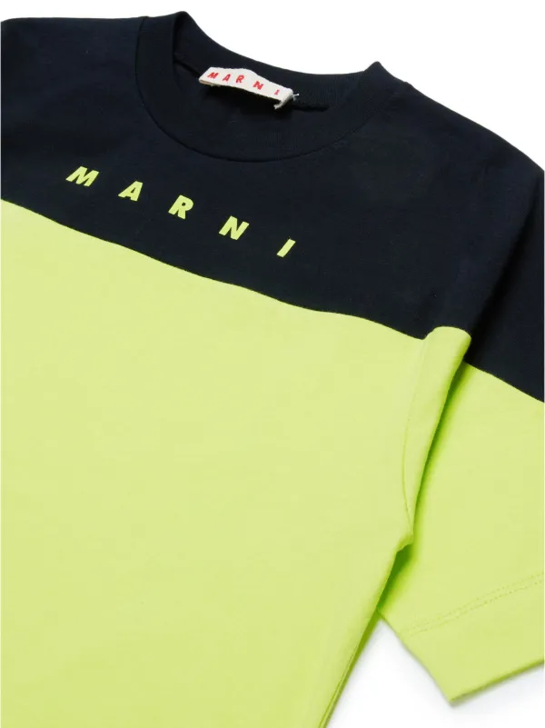 Marni Kids logo-print two-tone T-shirt | Green | FARFETCH