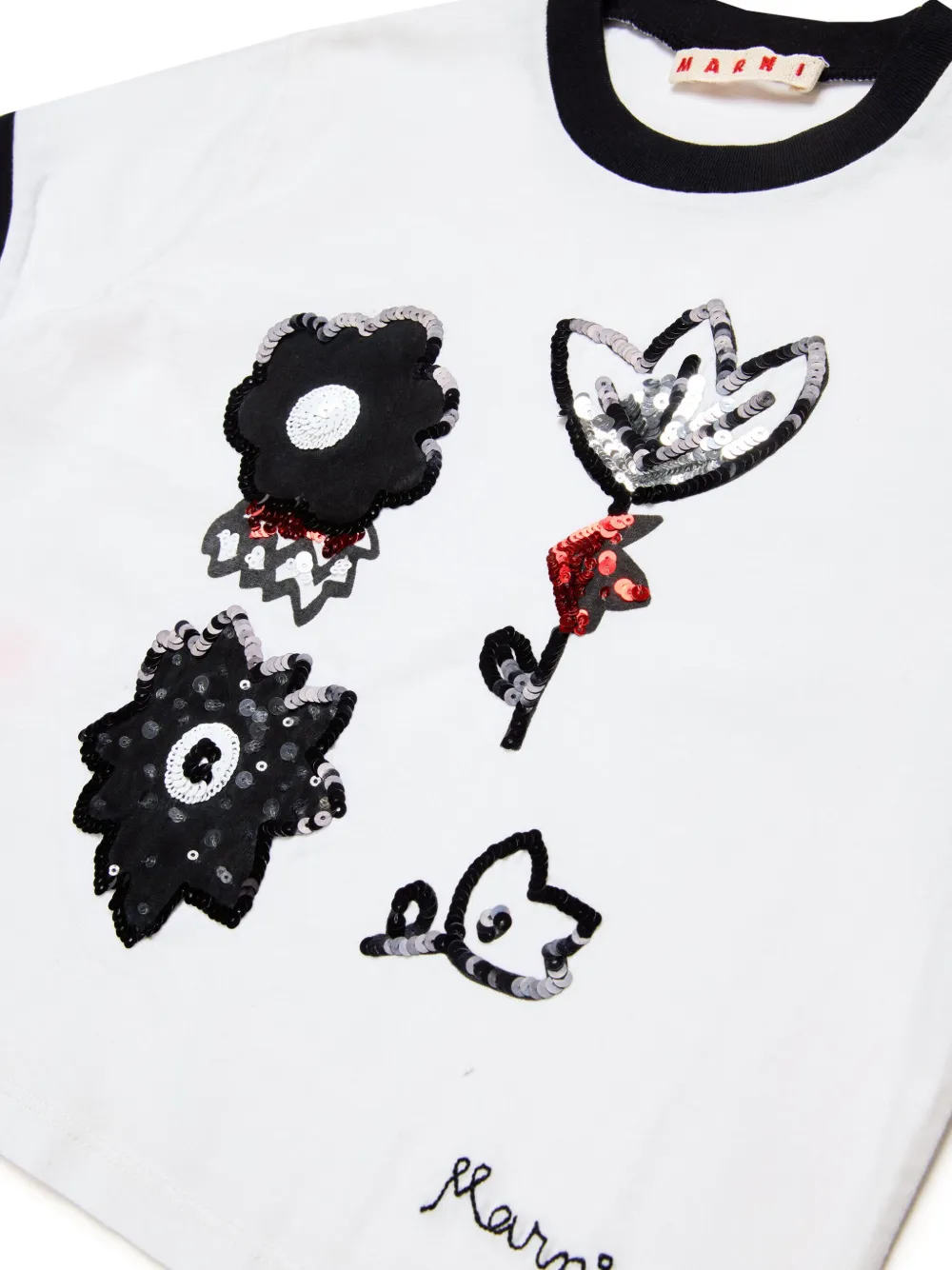 Marni Kids T-shirt verfraaid met pailletten Wit