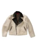 424 leather-trimmed shearling jacket - Neutrals