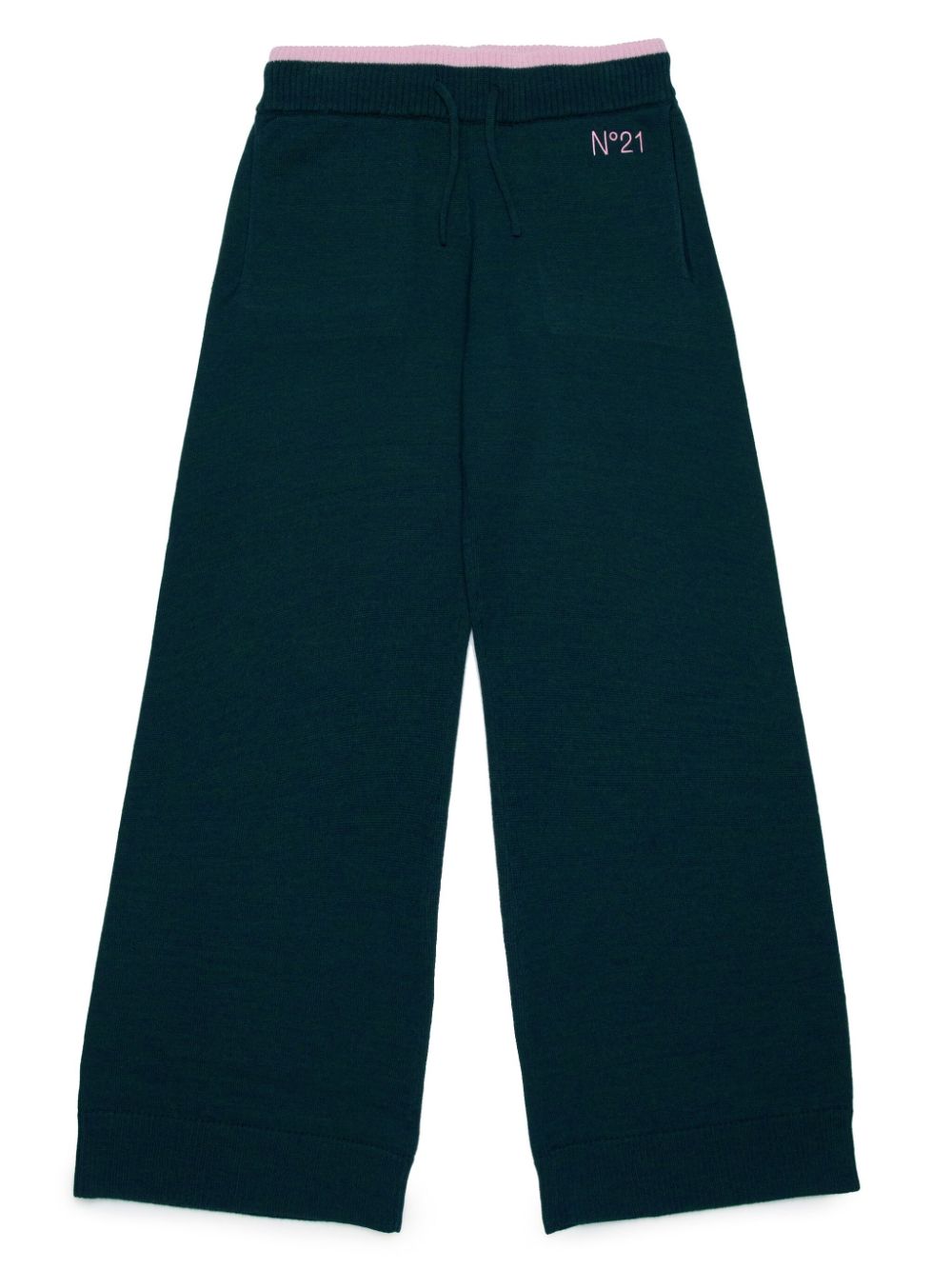 Nº21 Kids logo-embroidered knitted track pants - Blue