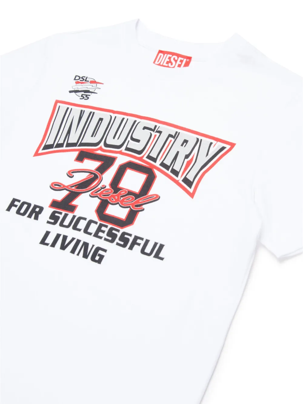 Diesel Kids Katoenen T-shirt met tekst Wit