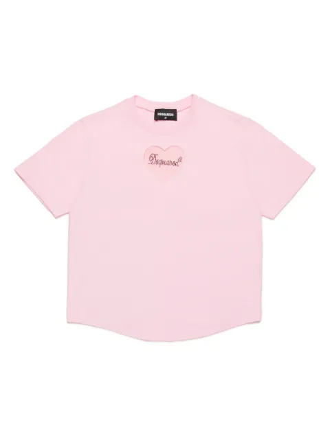DSQUARED2 KIDS heart-appliqué cotton T-shirt