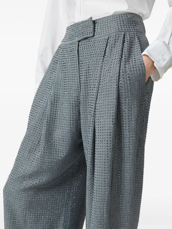 パンツ PINKO Women Straight Pants 104601A2DRPJO Blue PINKO rhinestone-embellished straight-leg Trousers | Blue