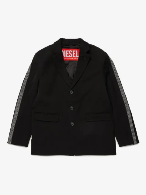 Diesel Kids denim-appliqué single-breasted blazer