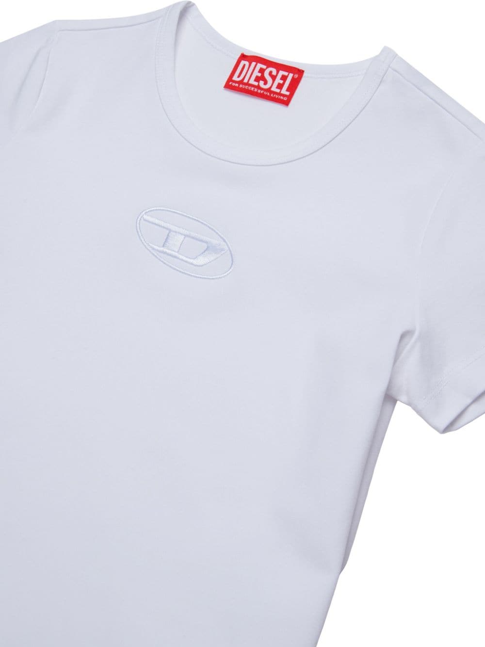 Shop Diesel Logo-embroidered T-shirt In White