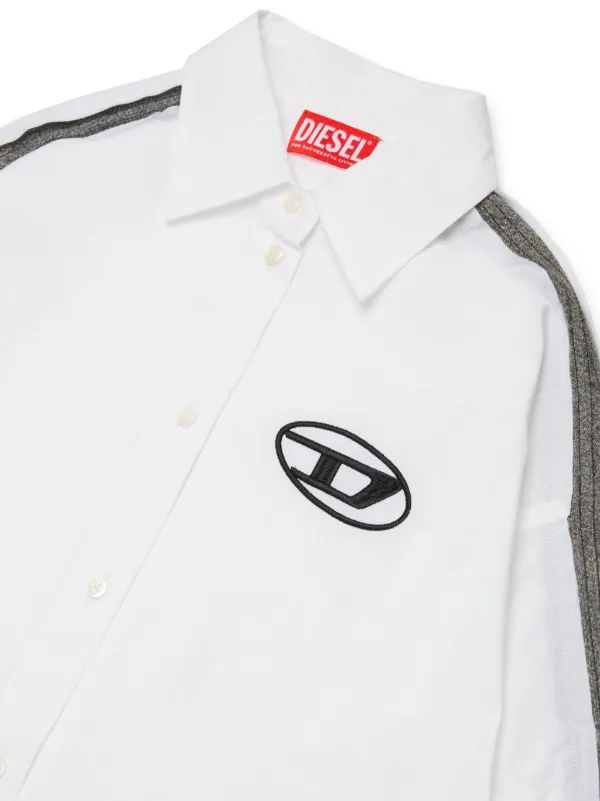 Diesel Kids Oval D-embroidered Shirtdress | White | FARFETCH