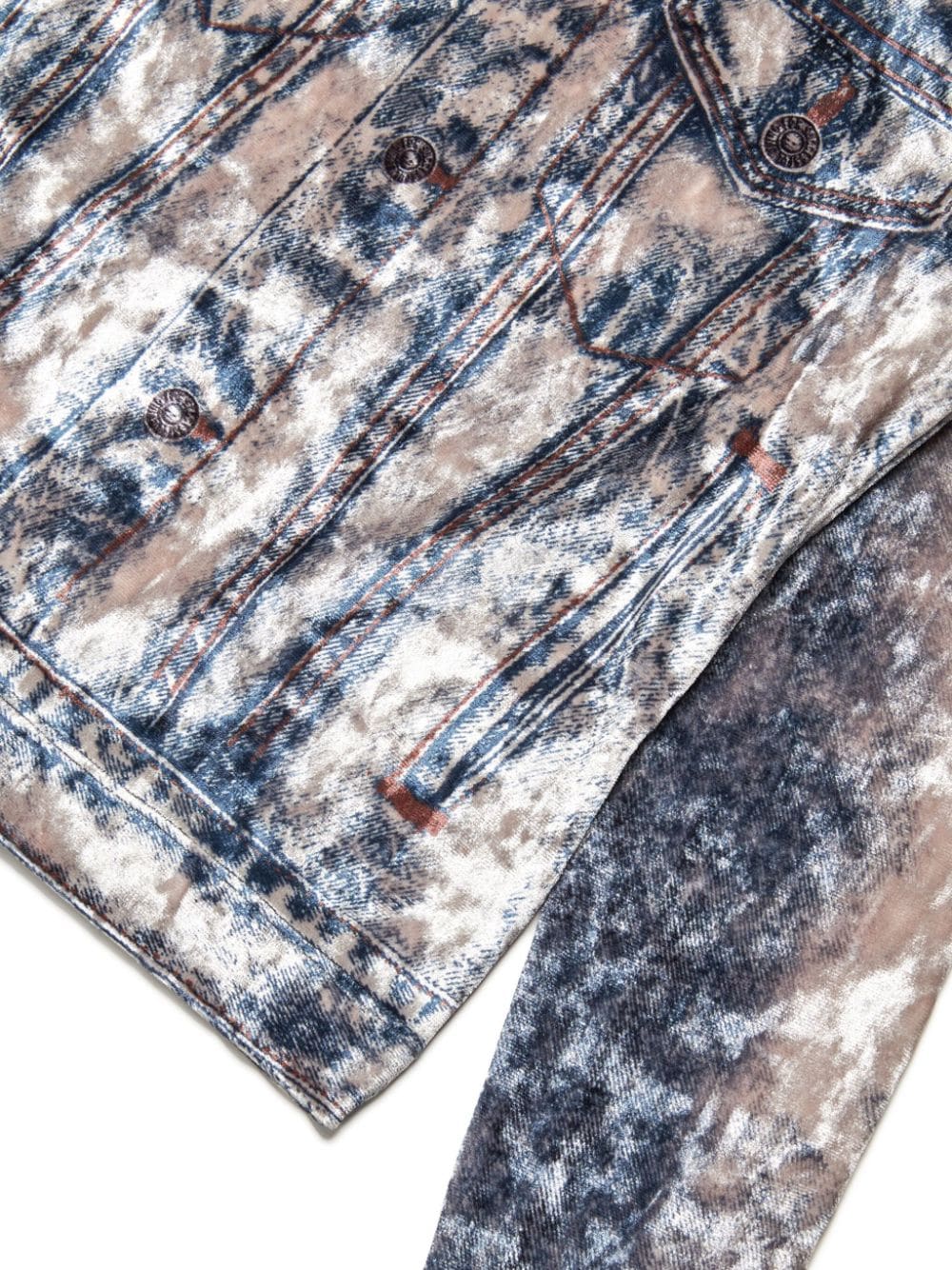 Shop Diesel Clauvet Denim-print T-shirt In Blue