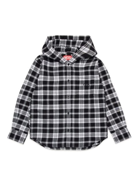 Diesel Kids Hooded checkered flannel shirt