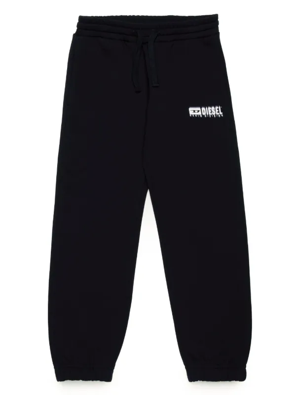 Diesel Kids logo print Cotton Track Pants Black FARFETCH PT