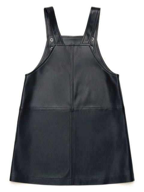 faux-leather dungaree dress