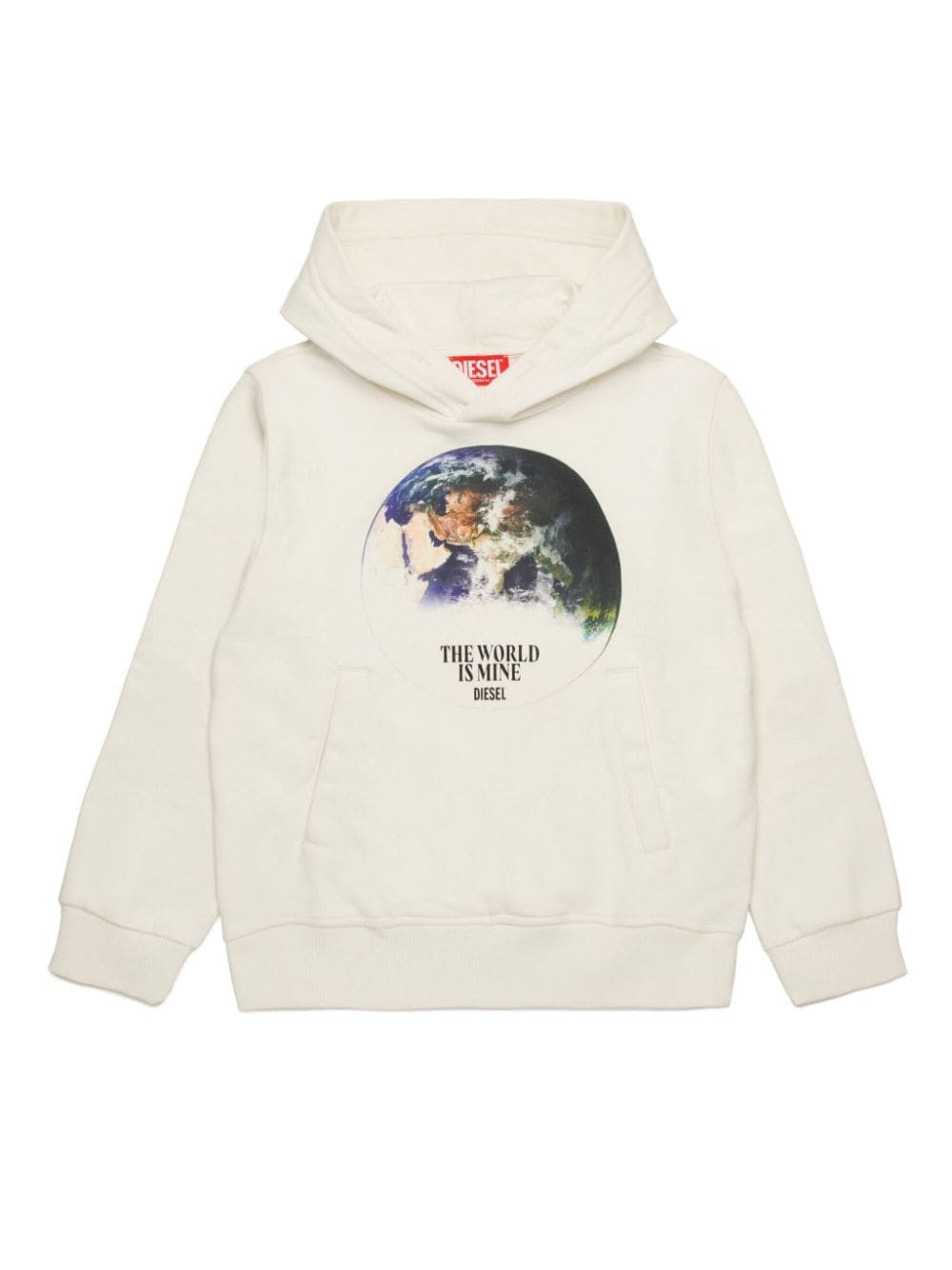 Diesel Kids' Earth-print Cotton Hoodie In Neutral