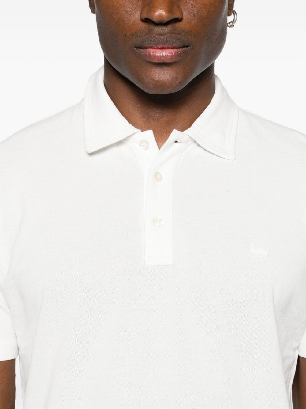 Shop Woolrich Logo-patch Cotton Polo Shirt In Weiss