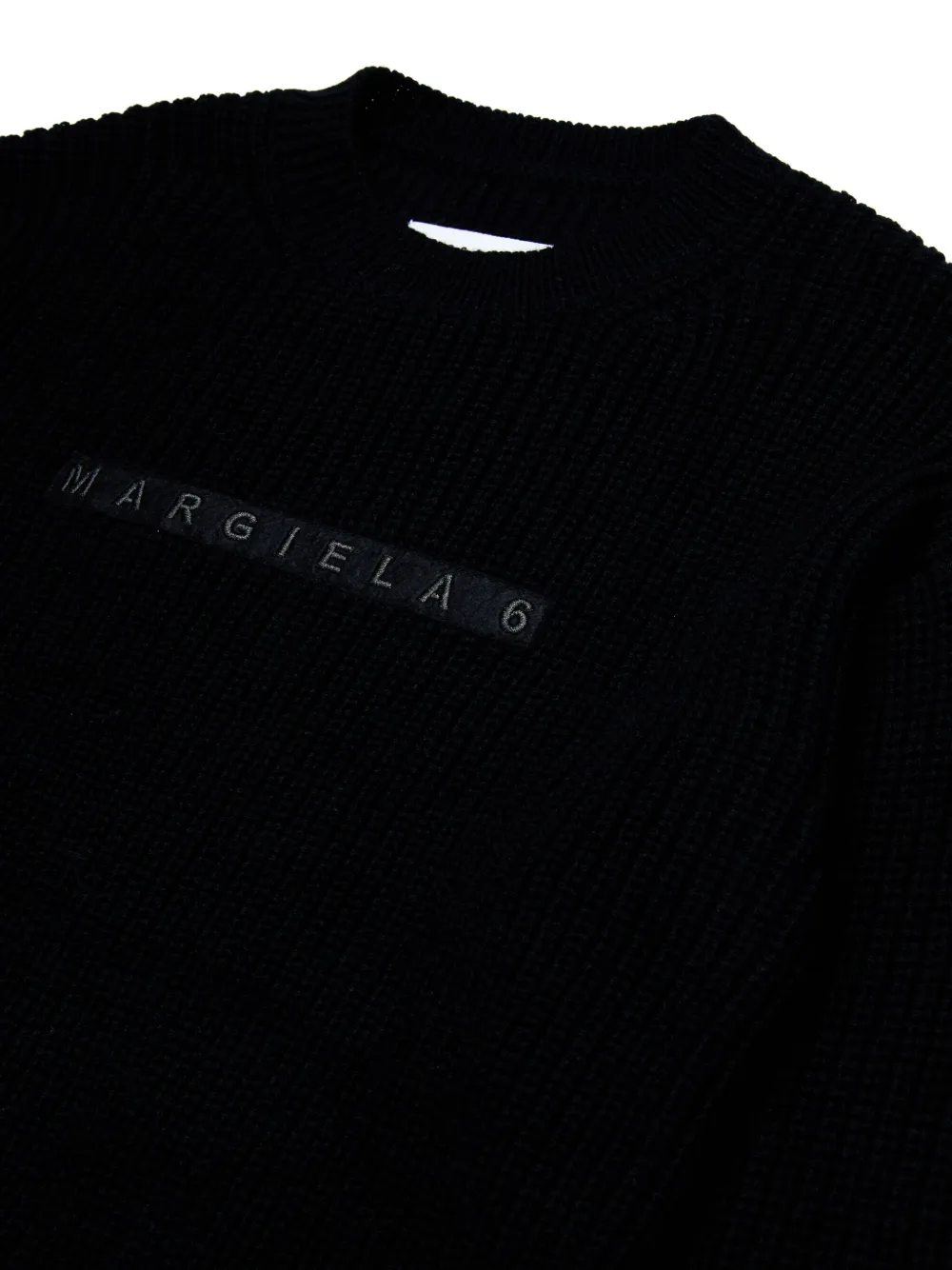 MM6 Maison Margiela Kids Jurk met geborduurd logo van wolblend Zwart