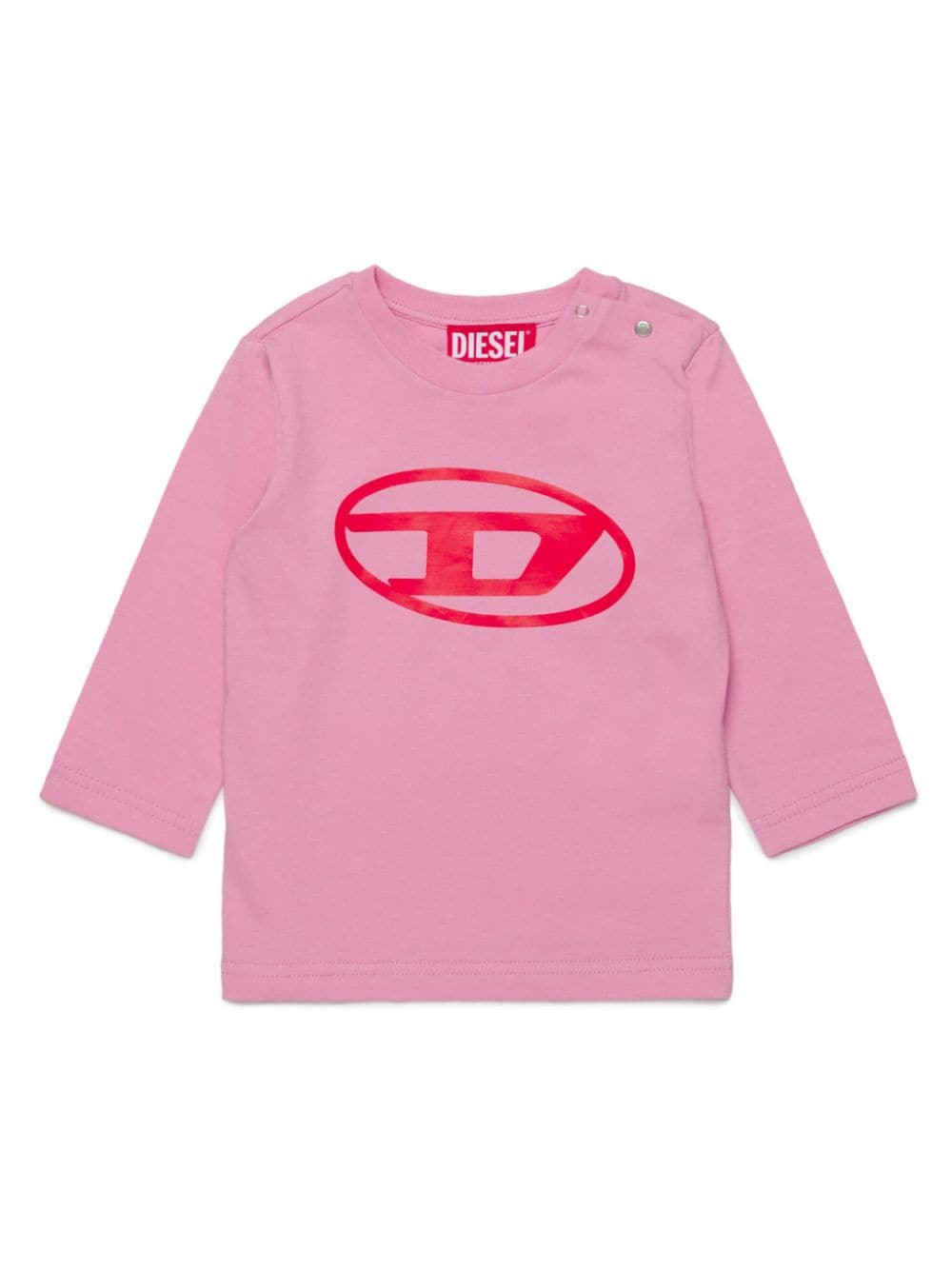 Diesel Kids Oval D-print cotton T-shirt Roze