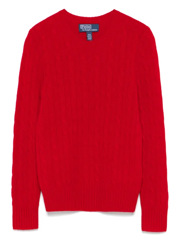 Large Polo Ralph Lauren Cashmere Cableknit Red store Sweater