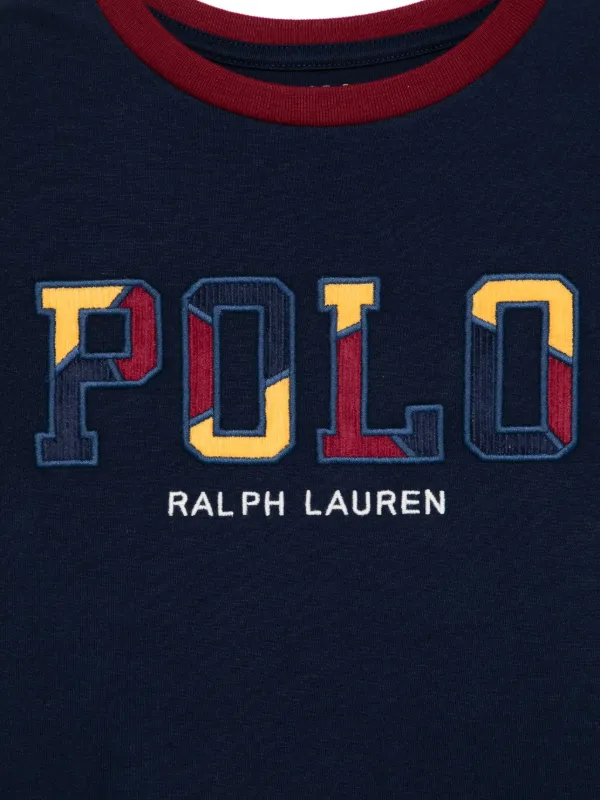 POLO RALPH LAUREN KIDS corduroy-logo Cotton T-shirt | Blue