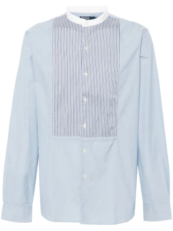 Polo Ralph Lauren band-collar Cotton Shirt | Blue | FARFETCH UZ