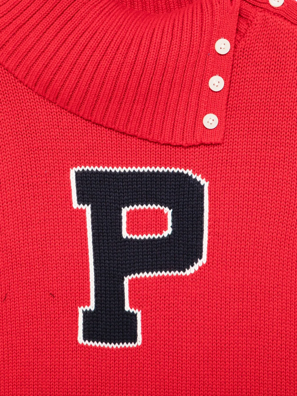 POLO RALPH LAUREN KIDS Katoenen jurk met hoge hals Rood