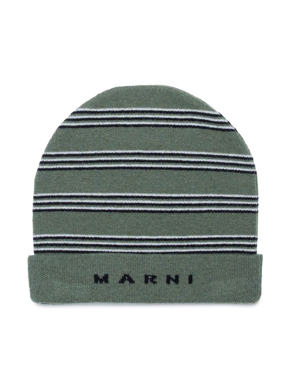 Marni Kids Berretto con effetto jacquard - Verde