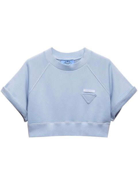 Prada triangle-logo cotton cropped top