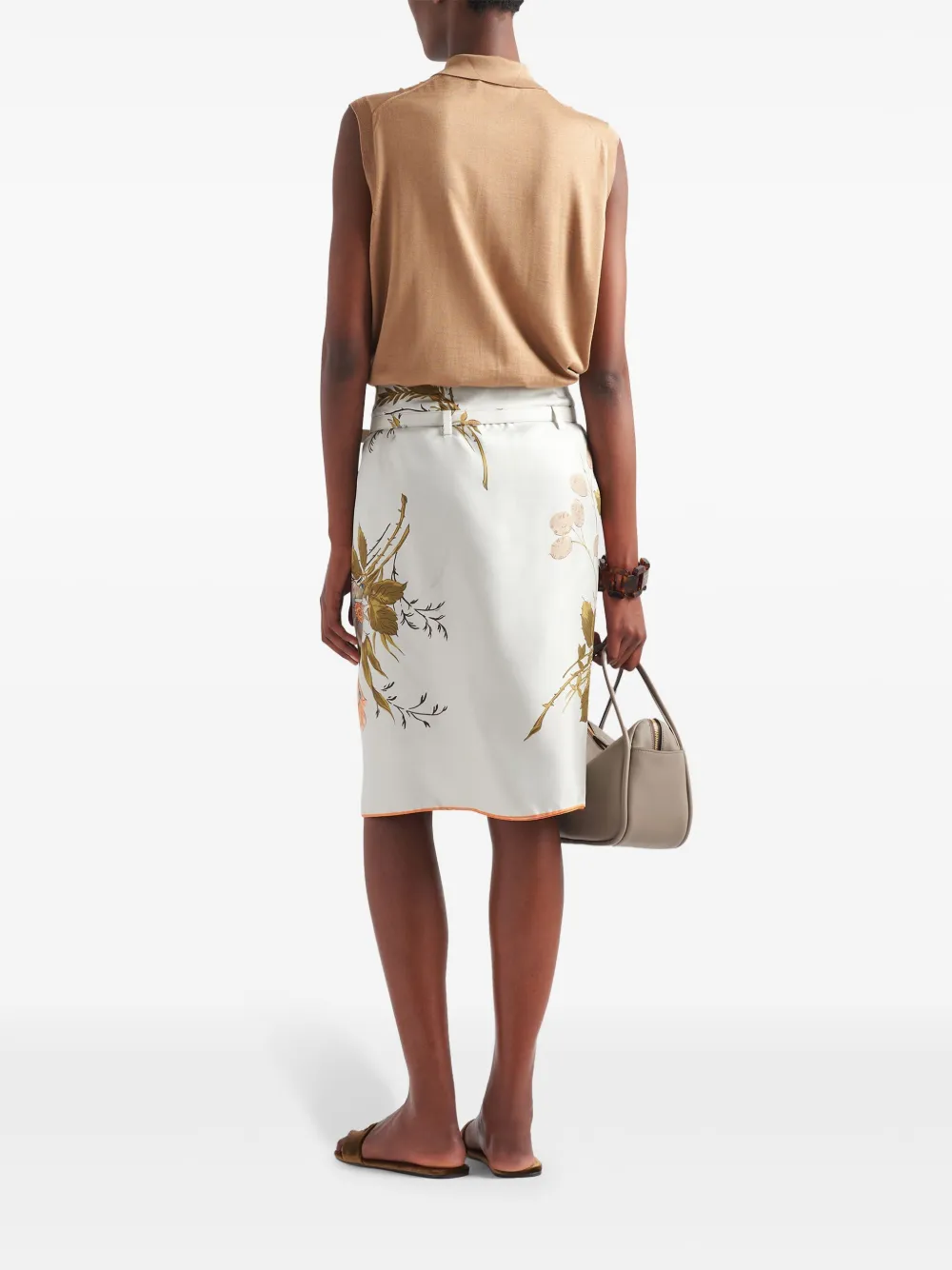 Prada Midi-rok met bloemenprint Wit