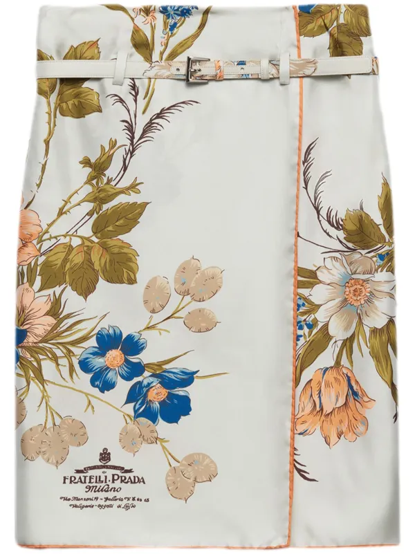 スカート PRADA Printed Silk Skirt Prada flower-print silk skirt - The AP Archive