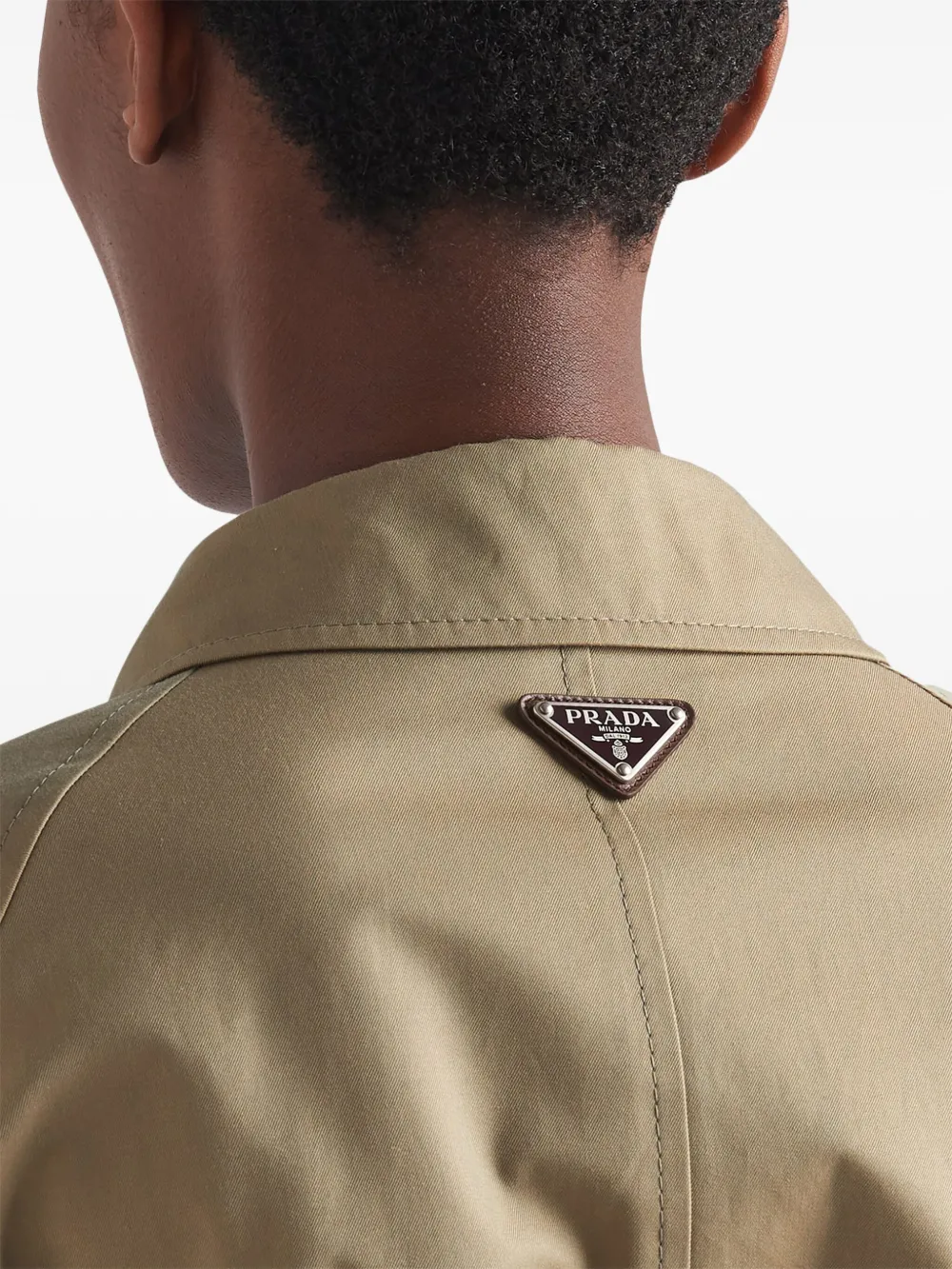 Prada Single-breasted Cotton Twill Trench Coat In Neutrals